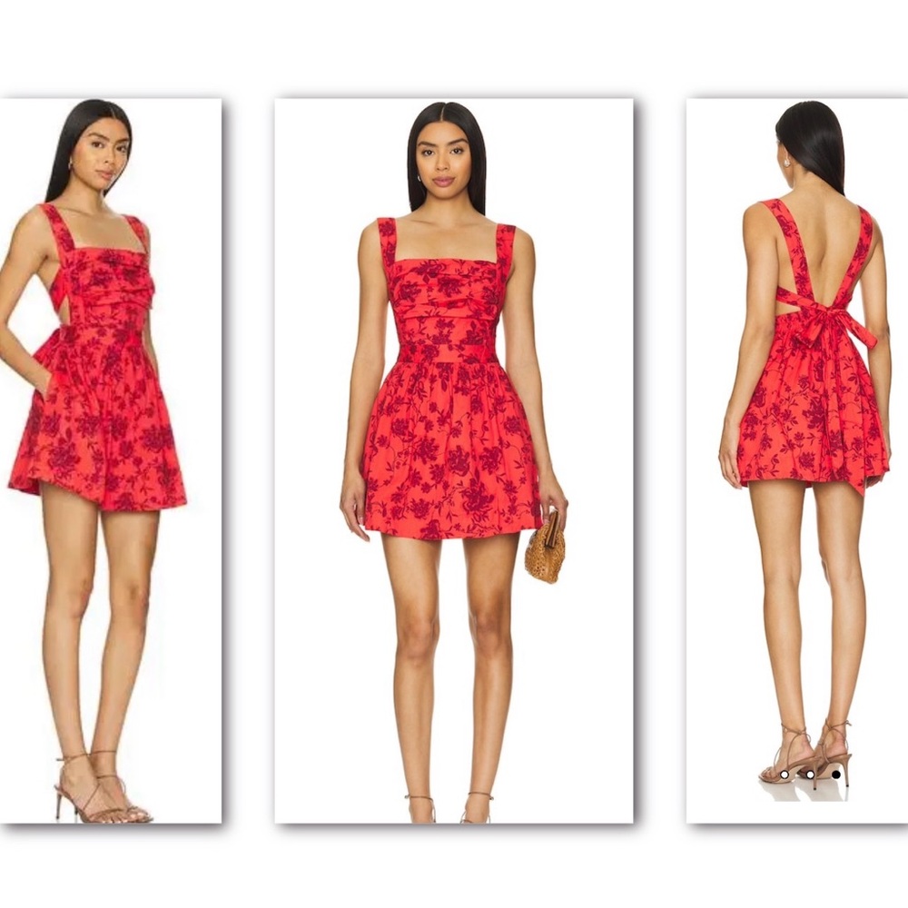 Free People Meet Me In Maui Red Printed Dress